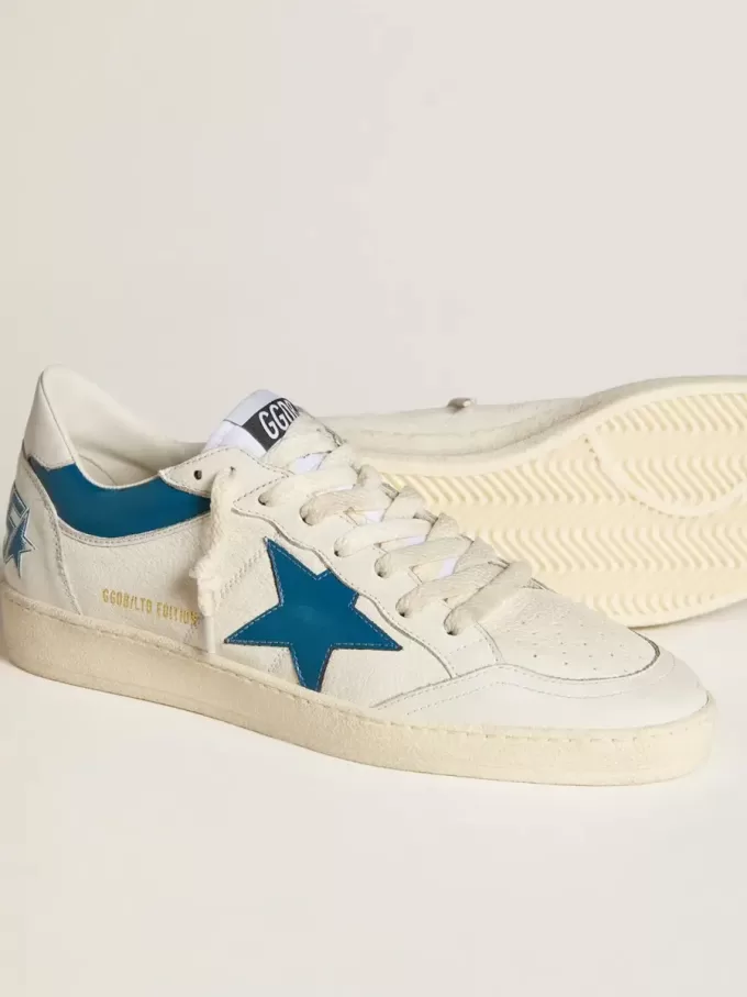 Ball Star LTD din piele nappa cu stea din piele turcoaz și călcâi alb Ball Star LTD din piele nappa cu stea din piele turcoaz și călcâi alb