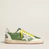Ball Star LTD din piele nappa verde cu stea din piele de căprioară albă și călcâi din piele argintie metalizată Ball Star LTD din piele nappa verde cu stea din piele de căprioară albă și călcâi din piele argintie metalizată