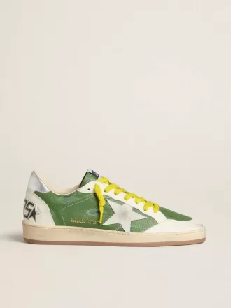 Ball Star LTD din piele nappa verde cu stea din piele de căprioară albă și călcâi din piele argintie metalizată Ball Star LTD din piele nappa verde cu stea din piele de căprioară albă și călcâi din piele argintie metalizată