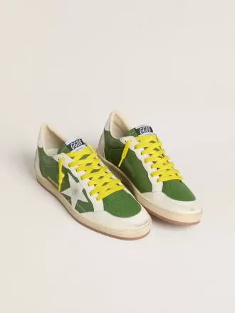 Ball Star LTD din piele nappa verde cu stea din piele de căprioară albă și călcâi din piele argintie metalizată Ball Star LTD din piele nappa verde cu stea din piele de căprioară albă și călcâi din piele argintie metalizată