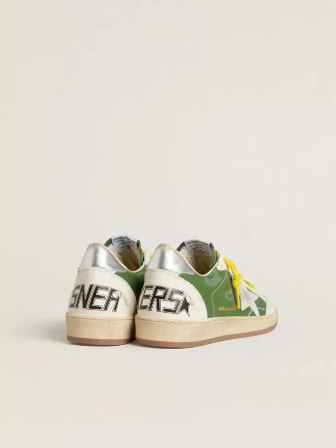 Ball Star LTD din piele nappa verde cu stea din piele de căprioară albă și călcâi din piele argintie metalizată Ball Star LTD din piele nappa verde cu stea din piele de căprioară albă și călcâi din piele argintie metalizată