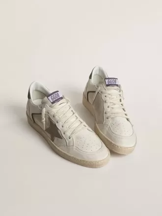 Ball Star LTD din plasă și piele nappa, cu stea din piele gri și călcâi din piele întoarsă verde Ball Star LTD din plasă și piele nappa, cu stea din piele gri și călcâi din piele întoarsă verde