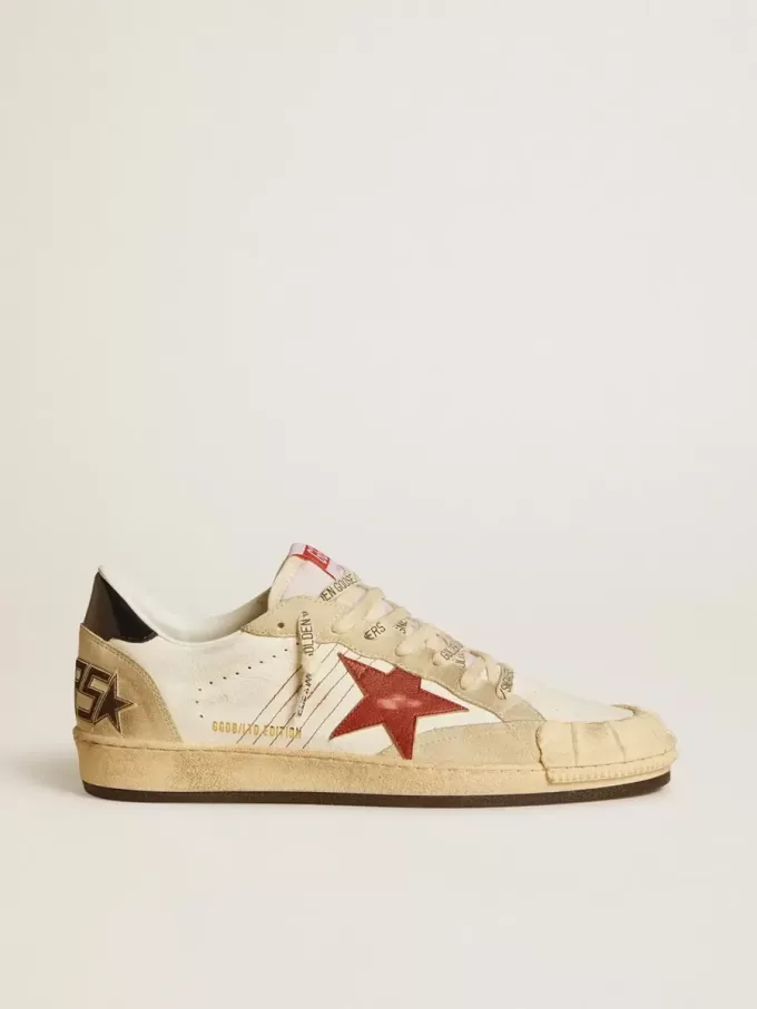 Ball Star LTD pentru bărbați, din piele nappa, cu stea din piele roșie și căptușeală din piele la călcâi Ball Star LTD pentru bărbați, din piele nappa, cu stea din piele roșie și căptușeală din piele la călcâi