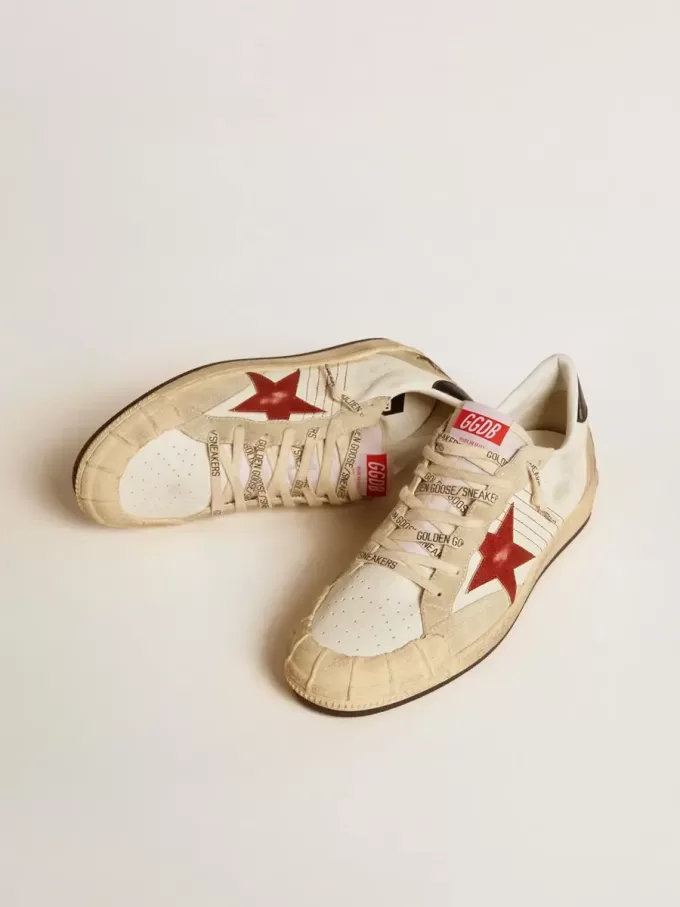 Ball Star LTD pentru bărbați, din piele nappa, cu stea din piele roșie și căptușeală din piele la călcâi Ball Star LTD pentru bărbați, din piele nappa, cu stea din piele roșie și căptușeală din piele la călcâi