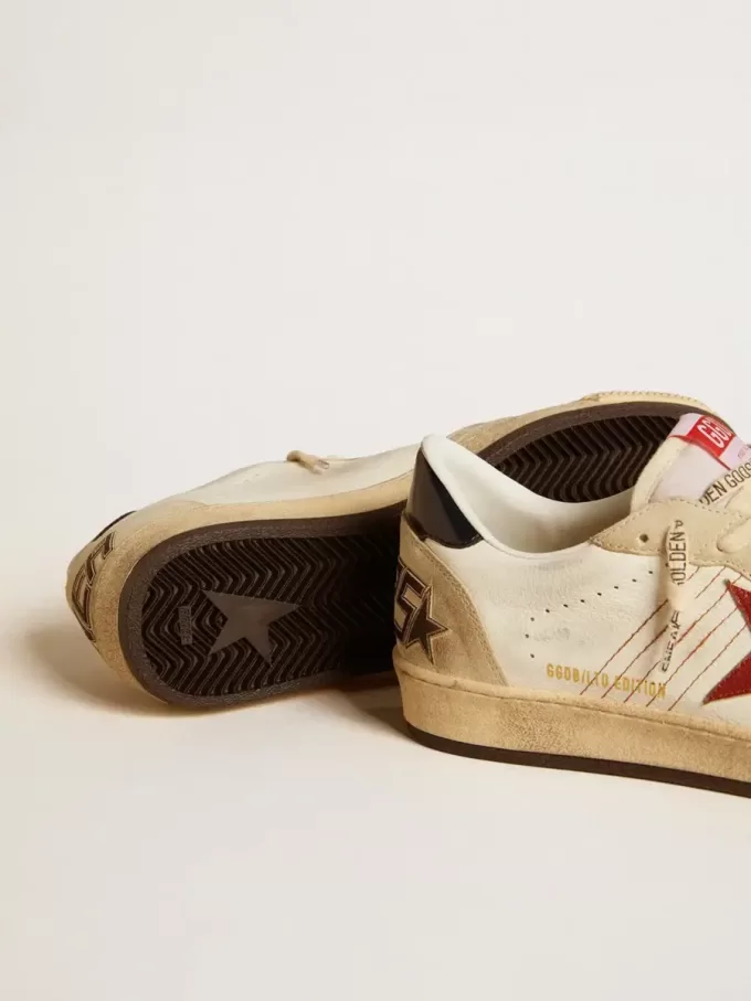 Ball Star LTD pentru bărbați, din piele nappa, cu stea din piele roșie și căptușeală din piele la călcâi Ball Star LTD pentru bărbați, din piele nappa, cu stea din piele roșie și căptușeală din piele la călcâi