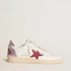 Ball Star LTD pentru femei, cu stea din piele roșie și talpă cu glitter roz Ball Star LTD pentru femei, cu stea din piele roșie și talpă cu glitter roz