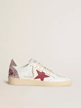 Ball Star LTD pentru femei, cu stea din piele roșie și talpă cu glitter roz Ball Star LTD pentru femei, cu stea din piele roșie și talpă cu glitter roz