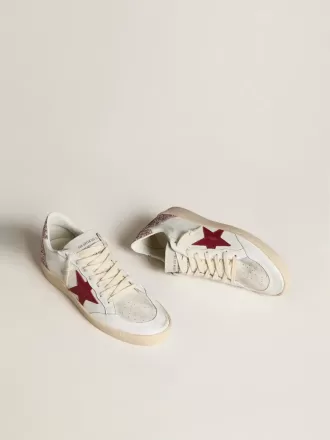 Ball Star LTD pentru femei, cu stea din piele roșie și talpă cu glitter roz Ball Star LTD pentru femei, cu stea din piele roșie și talpă cu glitter roz