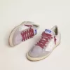 Ball Star LTD pentru femei din nailon liliac cu stea din piele albă și inserții din piele întoarsă Ball Star LTD pentru femei din nailon liliac cu stea din piele albă și inserții din piele întoarsă