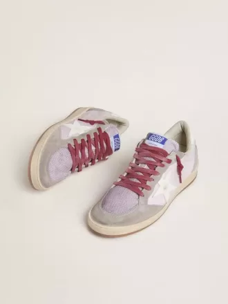 Ball Star LTD pentru femei din nailon liliac cu stea din piele albă și inserții din piele întoarsă Ball Star LTD pentru femei din nailon liliac cu stea din piele albă și inserții din piele întoarsă