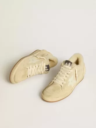 Ball Star LTD pentru femei, din piele de căprioară și piele de oaie, cu stea din piele lăcuită albă Ball Star LTD pentru femei, din piele de căprioară și piele de oaie, cu stea din piele lăcuită albă