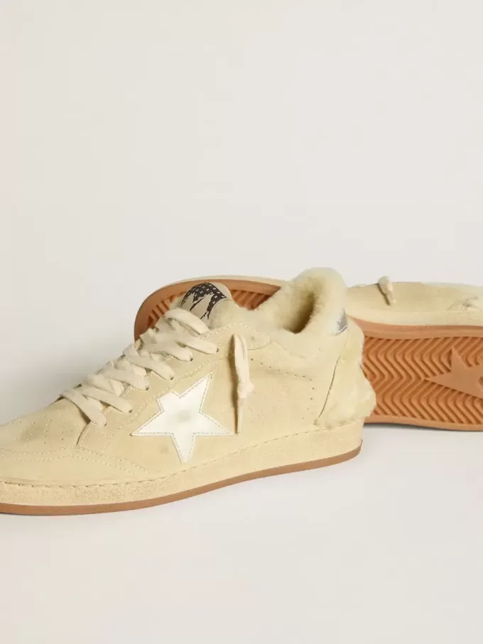 Ball Star LTD pentru femei, din piele de căprioară și piele de oaie, cu stea din piele lăcuită albă