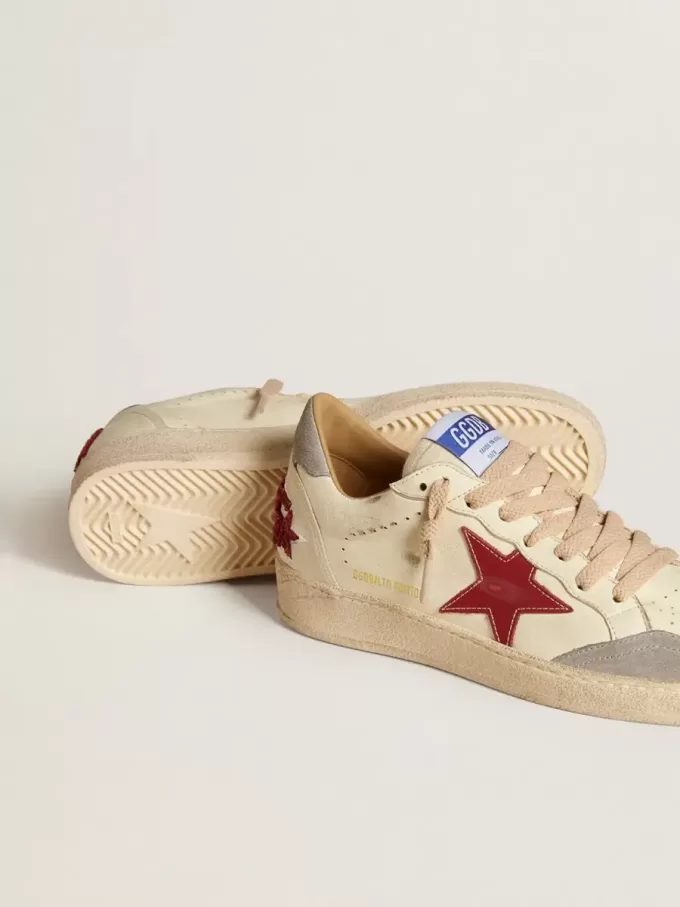 Ball Star LTD pentru femei, din piele nappa, cu stea din piele și călcâi din piele de căprioară argintie