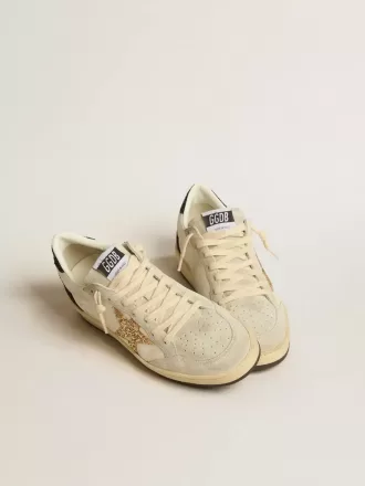 Ball Star LTD pentru femei, din piele nappa și piele întoarsă, cu stea strălucitoare și talpă neagră Ball Star LTD pentru femei, din piele nappa și piele întoarsă, cu stea strălucitoare și talpă neagră