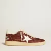 Ball Star în culoarea burgundy glitter, cu stea din piele albă și bandă pe călcâi Ball Star în culoarea burgundy glitter, cu stea din piele albă și bandă pe călcâi