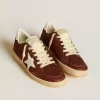 Ball Star în culoarea burgundy glitter, cu stea din piele albă și bandă pe călcâi Ball Star în culoarea burgundy glitter, cu stea din piele albă și bandă pe călcâi