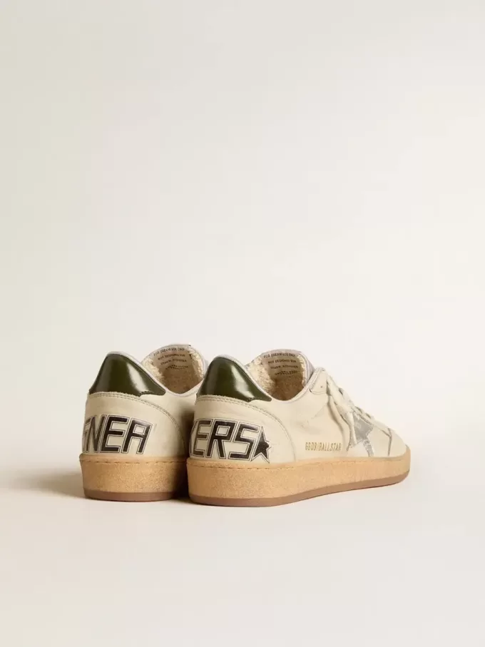 Ball Star pentru bărbați, cu stea din piele argintie și călcâi din piele verde Ball Star pentru bărbați, cu stea din piele argintie și călcâi din piele verde