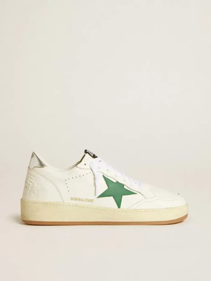 Ball Star pentru bărbați, cu stea din piele verde și bandă metalică din piele pe călcâi Ball Star pentru bărbați, cu stea din piele verde și bandă metalică din piele pe călcâi