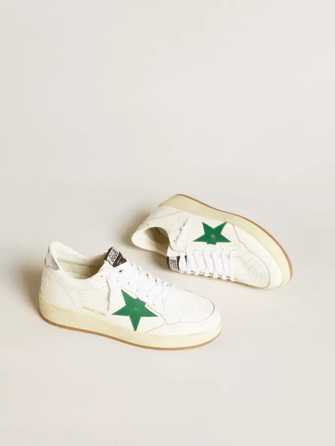 Ball Star pentru bărbați, cu stea din piele verde și bandă metalică din piele pe călcâi Ball Star pentru bărbați, cu stea din piele verde și bandă metalică din piele pe călcâi