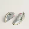 Ball Star pentru bărbați din nailon argintiu cu stea și călcâi din piele verde Ball Star pentru bărbați din nailon argintiu cu stea și călcâi din piele verde