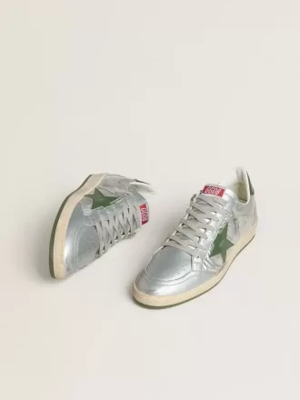 Ball Star pentru bărbați din nailon argintiu cu stea și călcâi din piele verde Ball Star pentru bărbați din nailon argintiu cu stea și călcâi din piele verde