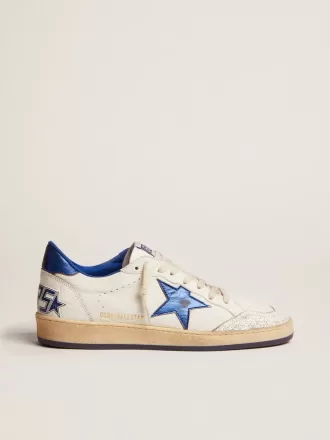 Ball Star pentru bărbați din piele nappa albă cu stea albastră și bandă pe călcâi Ball Star pentru bărbați din piele nappa albă cu stea albastră și bandă pe călcâi
