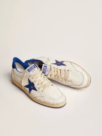Ball Star pentru bărbați din piele nappa albă cu stea albastră și bandă pe călcâi Ball Star pentru bărbați din piele nappa albă cu stea albastră și bandă pe călcâi
