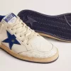 Ball Star pentru bărbați din piele nappa albă cu stea albastră și bandă pe călcâi Ball Star pentru bărbați din piele nappa albă cu stea albastră și bandă pe călcâi