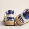 Ball Star pentru bărbați din piele nappa albă cu stea albastră și bandă pe călcâi Ball Star pentru bărbați din piele nappa albă cu stea albastră și bandă pe călcâi