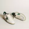 Ball Star pentru bărbați din piele nappa albă cu stea și călcâi din piele verde Ball Star pentru bărbați din piele nappa albă cu stea și călcâi din piele verde