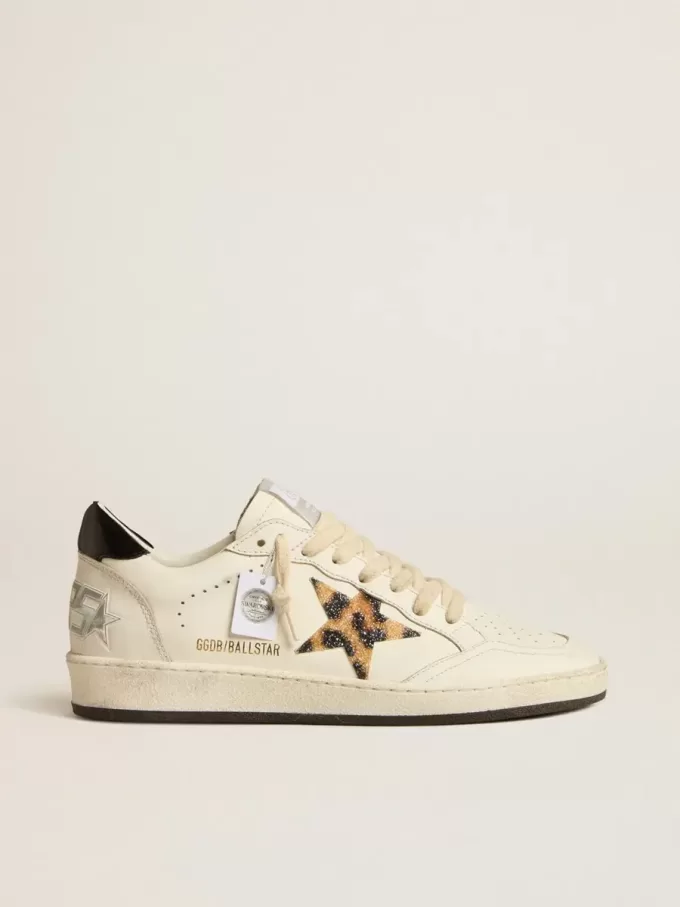 Ball Star pentru femei, cu stea cu imprimeu leopard, împodobită cu cristale Swarovski