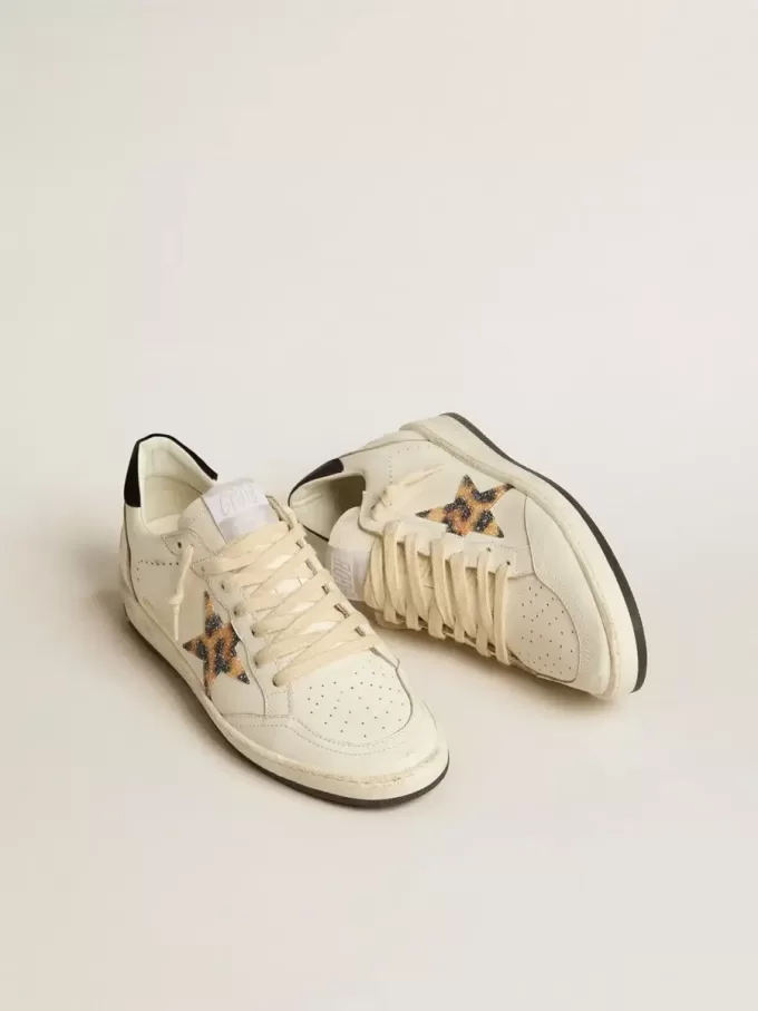 Ball Star pentru femei, cu stea cu imprimeu leopard, împodobită cu cristale Swarovski