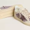 Ball Star pentru femei, din piele de căprioară liliac, cu stea din piele burgund și călcâi din piele de căprioară liliac
