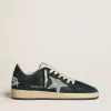 Ball Star pentru femei din piele de căprioară verde cu stea argintie strălucitoare Ball Star pentru femei din piele de căprioară verde cu stea argintie strălucitoare