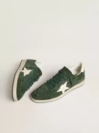 Ball Star pentru femei, din piele de căprioară verde, cu stea și călcâi din piele albă