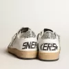 Ball Star pentru femei din piele nappa cu stea albă și talpă cu glitter Ball Star pentru femei din piele nappa cu stea albă și talpă cu glitter