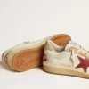 Ball Star pentru femei din piele nappa cu stea roșie și inserții din piele de căprioară roz Ball Star pentru femei din piele nappa cu stea roșie și inserții din piele de căprioară roz