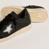 Ball Star pentru femei din plasă cu cristale Swarovski și stea din piele laminată neagră și bandă pe călcâi Ball Star pentru femei din plasă cu cristale Swarovski și stea din piele laminată neagră și bandă pe călcâi