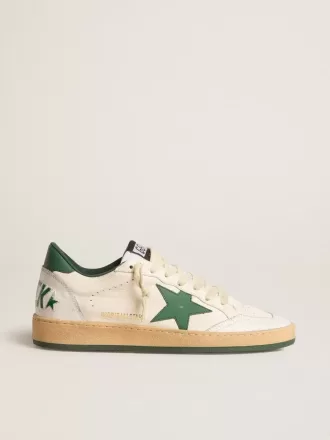Ball Star Wishes pentru bărbați, din piele nappa albă, cu stea din piele verde și bandă pe călcâi Ball Star Wishes pentru bărbați, din piele nappa albă, cu stea din piele verde și bandă pe călcâi