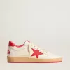 Ball Star Wishes pentru bărbați, din piele albă, cu stea roșie și bandă pe călcâi Ball Star Wishes pentru bărbați, din piele albă, cu stea roșie și bandă pe călcâi