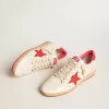 Ball Star Wishes pentru bărbați, din piele albă, cu stea roșie și bandă pe călcâi Ball Star Wishes pentru bărbați, din piele albă, cu stea roșie și bandă pe călcâi