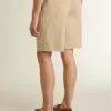 Bermude pentru bărbați din denim bej, cu finisaj uzat Bermude pentru bărbați din denim bej, cu finisaj uzat
