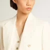 Blazer alb învechit cu două rânduri de nasturi pentru femei Blazer alb învechit cu două rânduri de nasturi pentru femei