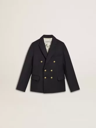 Blazer albastru închis cu două rânduri de nasturi pentru băieți