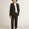 Blazer albastru închis cu două rânduri de nasturi pentru băieți Blazer albastru închis cu două rânduri de nasturi pentru băieți