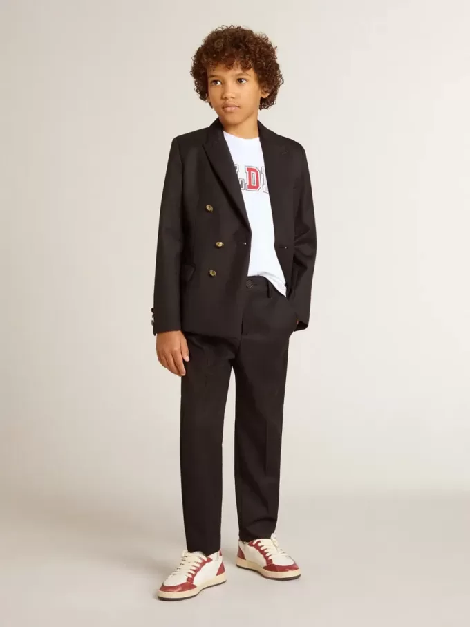 Blazer albastru închis cu două rânduri de nasturi pentru băieți Blazer albastru închis cu două rânduri de nasturi pentru băieți