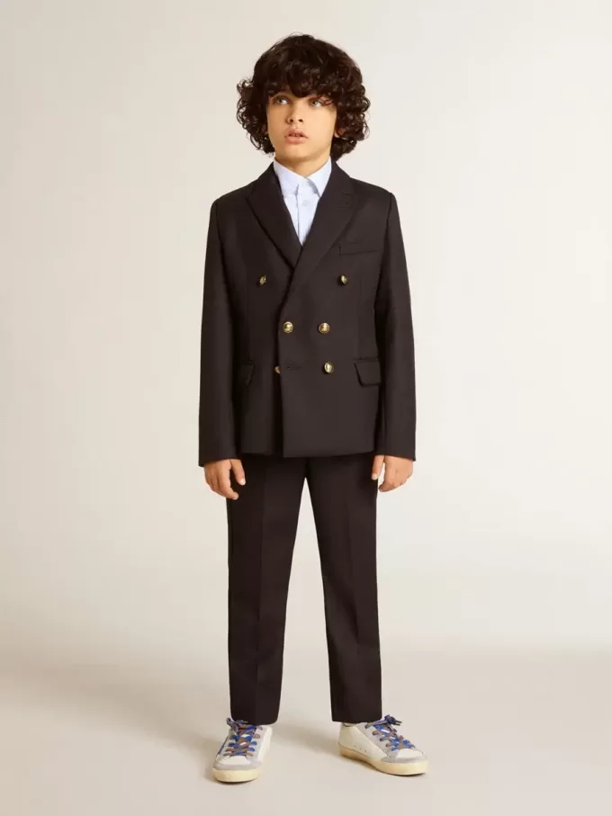 Blazer albastru închis cu două rânduri de nasturi pentru băieți Blazer albastru închis cu două rânduri de nasturi pentru băieți
