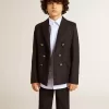 Blazer albastru închis cu două rânduri de nasturi pentru băieți Blazer albastru închis cu două rânduri de nasturi pentru băieți