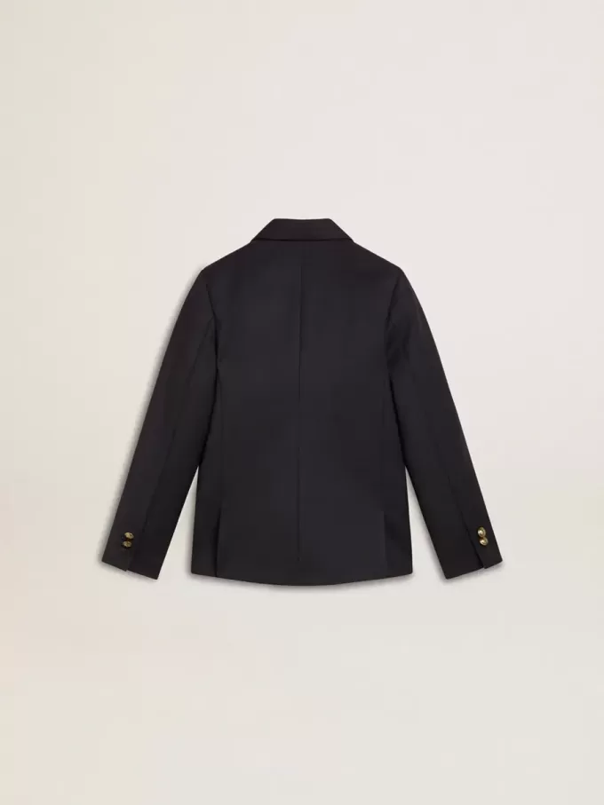 Blazer albastru închis cu două rânduri de nasturi pentru băieți Blazer albastru închis cu două rânduri de nasturi pentru băieți