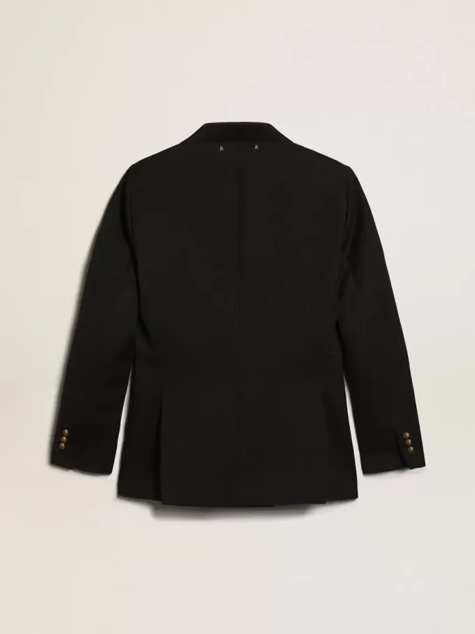 Blazer albastru închis cu două rânduri de nasturi pentru femei Blazer albastru închis cu două rânduri de nasturi pentru femei